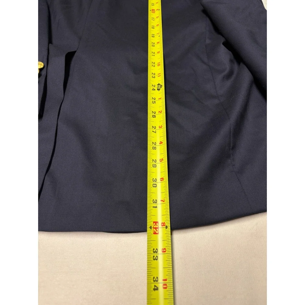 Brooks Brothers Mens 50L Navy Blue Wool Blazer‎ Gold Crest Buttons Made in USA